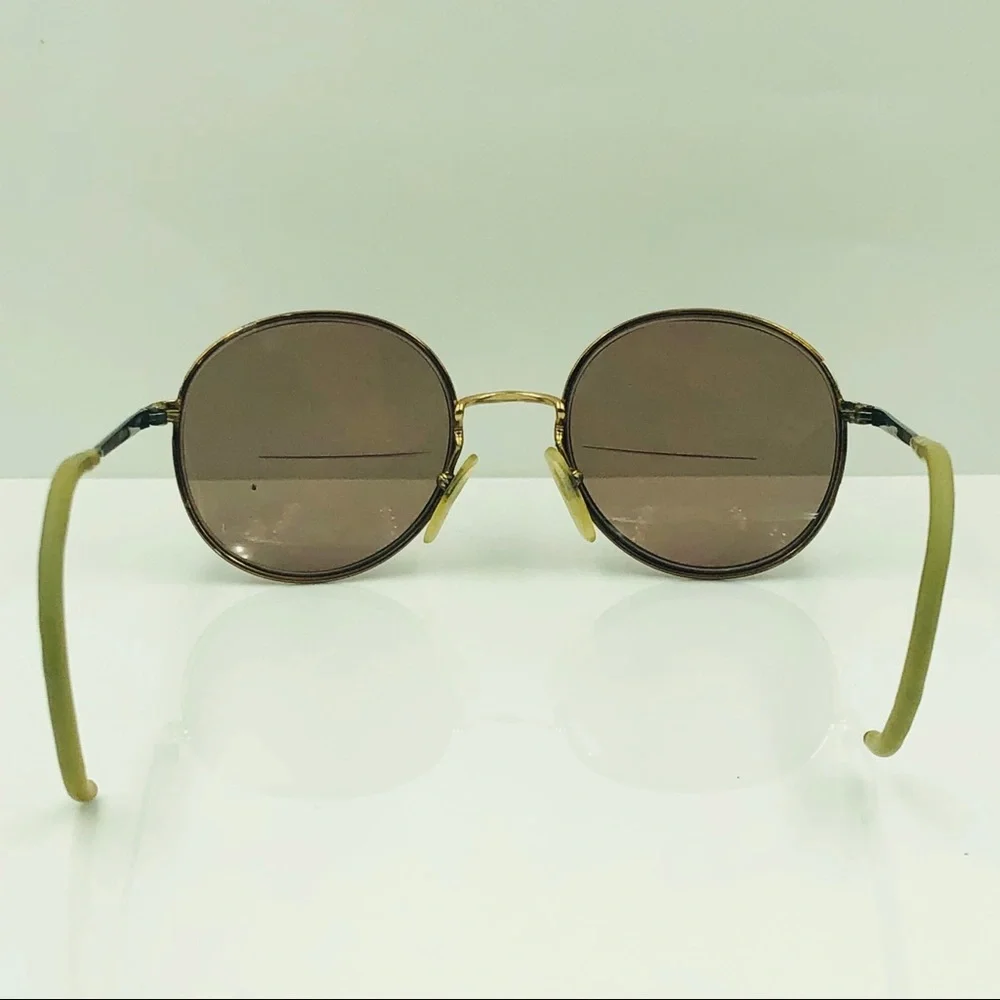 Luxottica Metal Brown Gold Round Sunglasses Frames